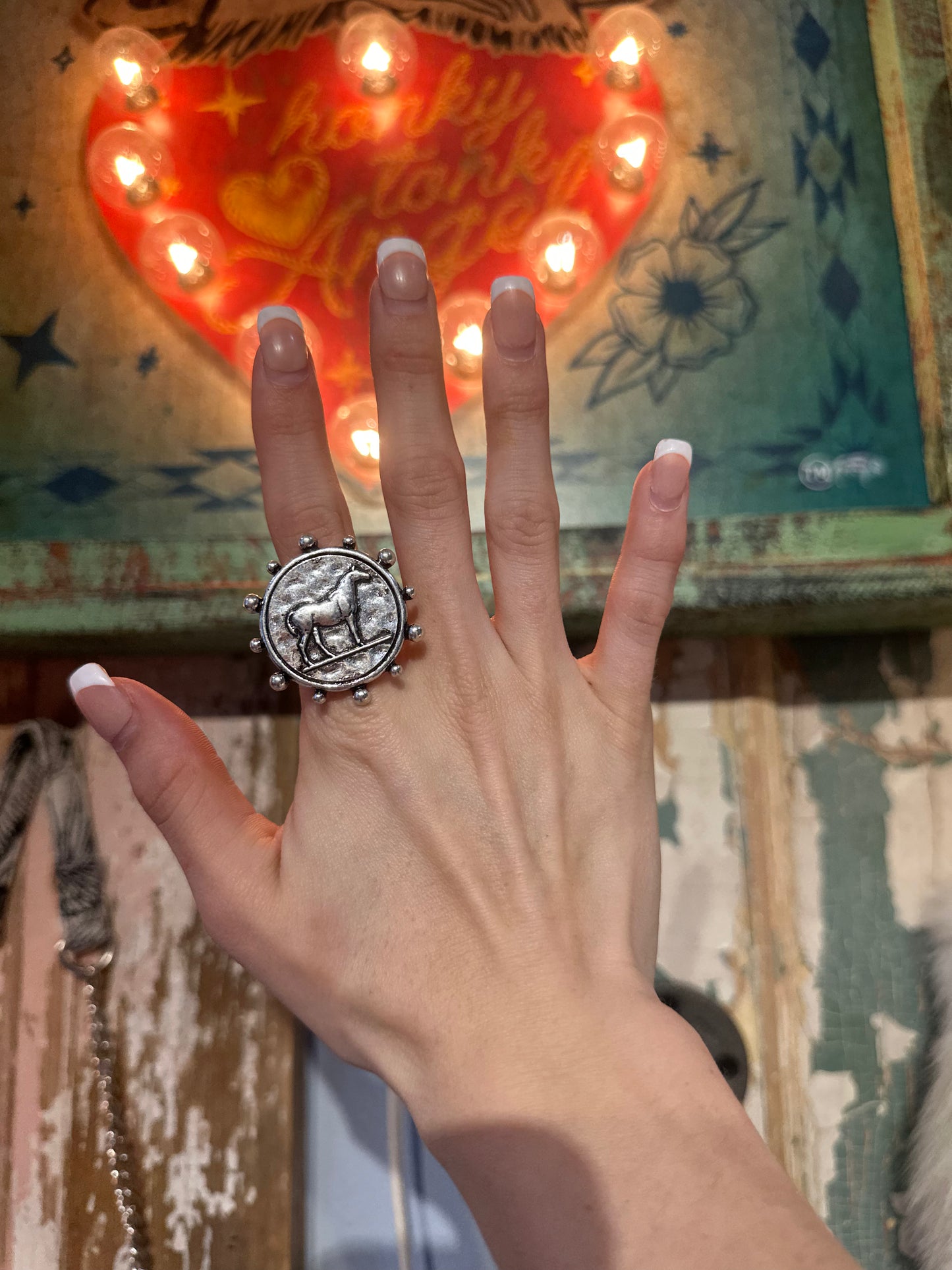 Inspired Silver Horse Coin Adjustable Ring