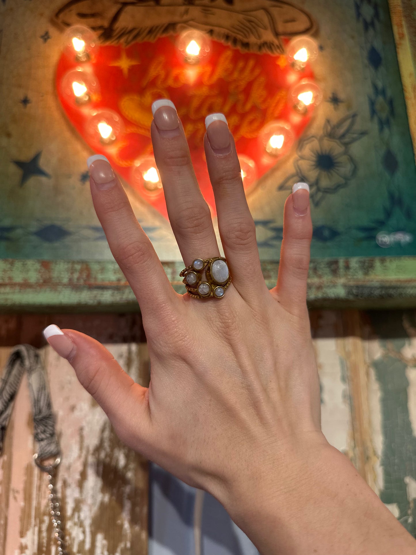Inspired Gold & Moonstone Ring Size 9