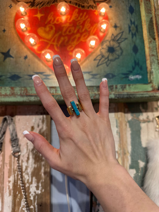 Inspired Gold & Turquoise Ring