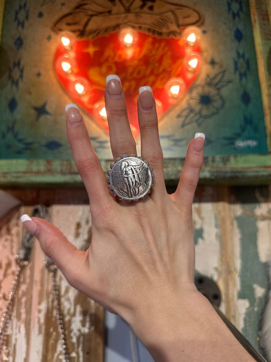 Indian Coin Bling Adjustable Ring