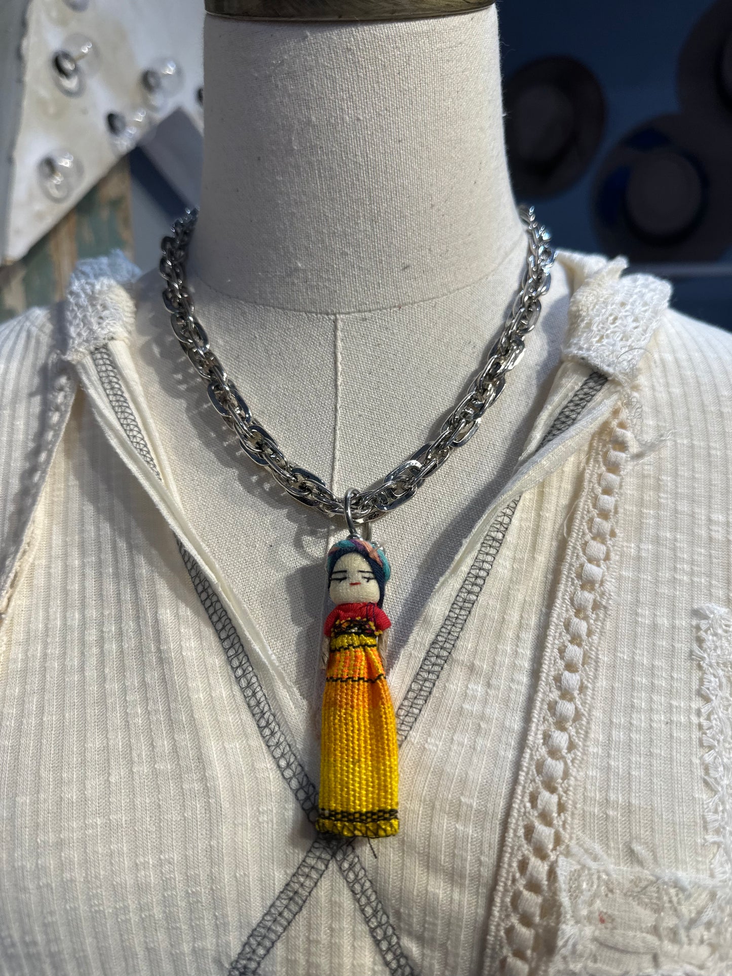 Inspired Silver & Worry Doll Necklace
