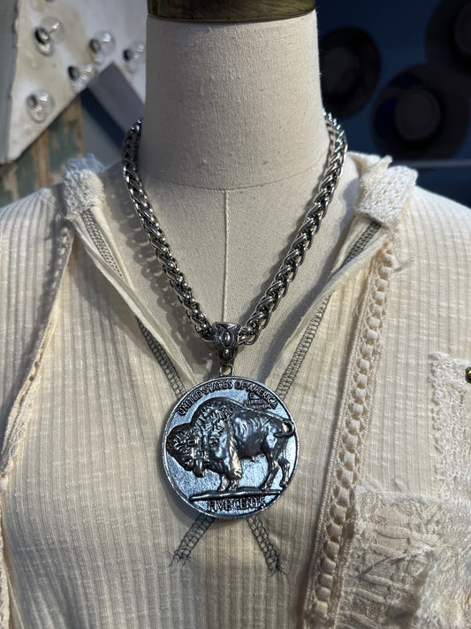 Inspired Silver Reversible Coin Neckalce
