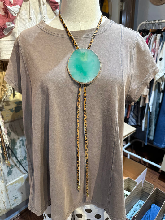 Sandra Ling Turquoise Geode Adjustable Bolo