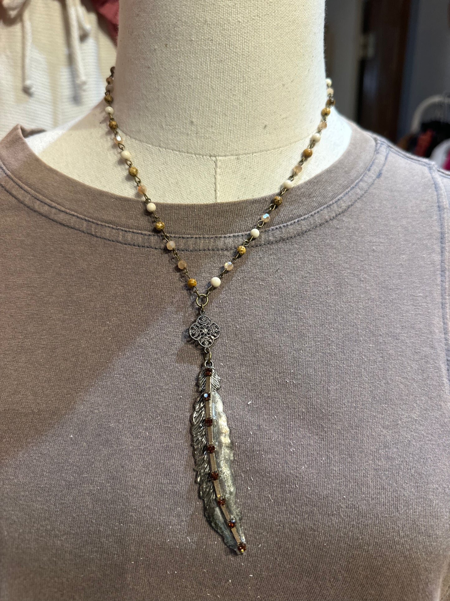 Handmade Feather Bling Necklace