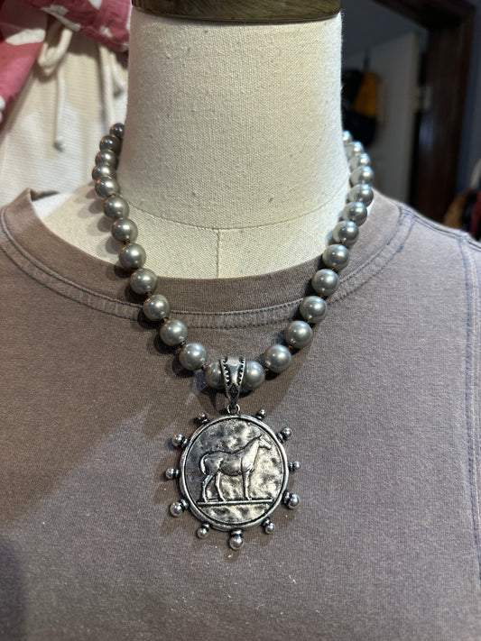 Inspired Silver Horse Coin Necklace