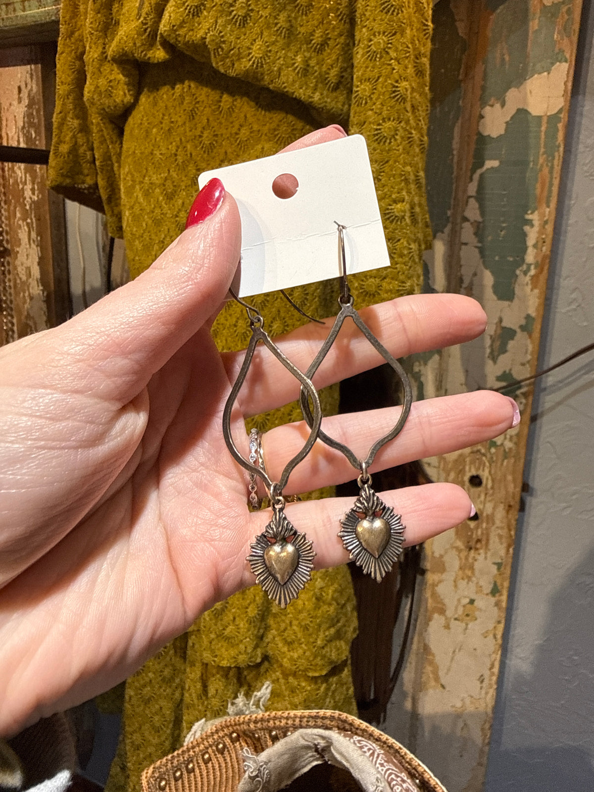 Hand Casted Bronze Heart Earrings