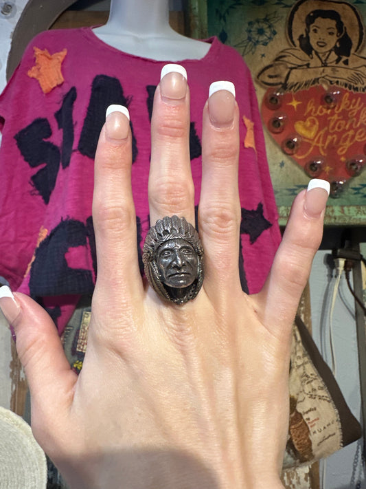 Sterling Silver 3D Chief Ring Size 9