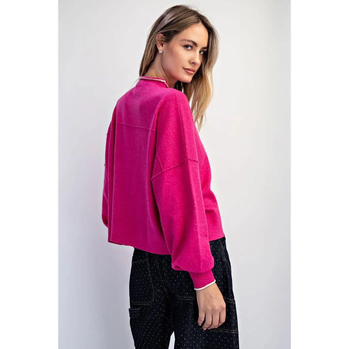 Hot Pink Turtleneck Sweater
