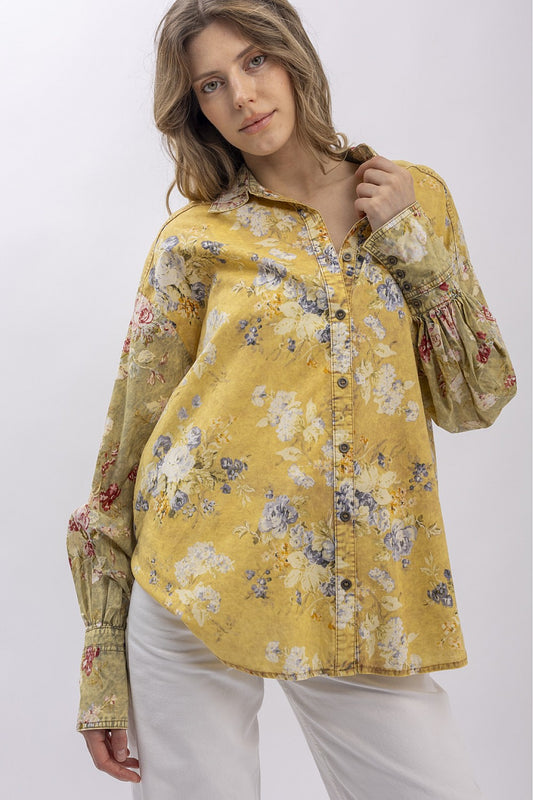 Blue Velvet Yellow Paisley Top