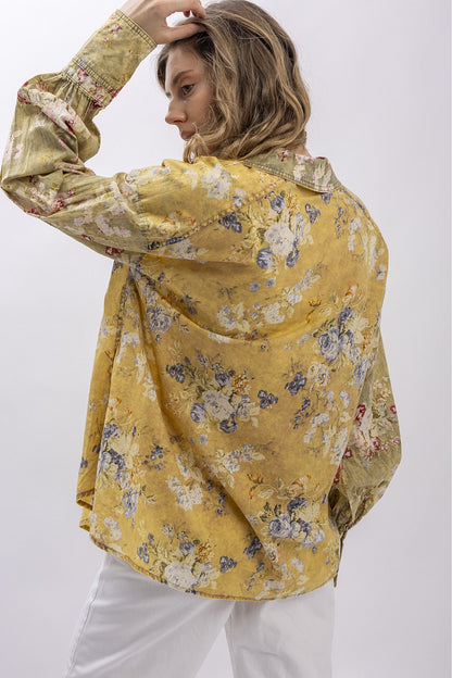 Blue Velvet Yellow Paisley Top