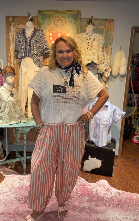 POL Butter Milk Flag Knit Top