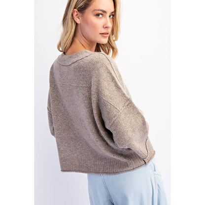 Mocha Crew Neck Oversized Sweater