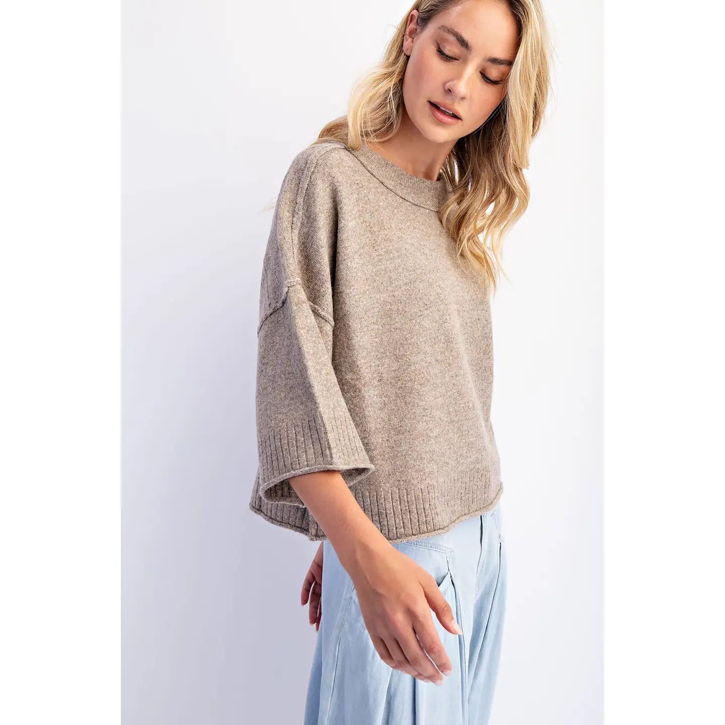 Mocha Crew Neck Oversized Sweater