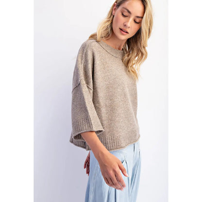 Mocha Crew Neck Oversized Sweater