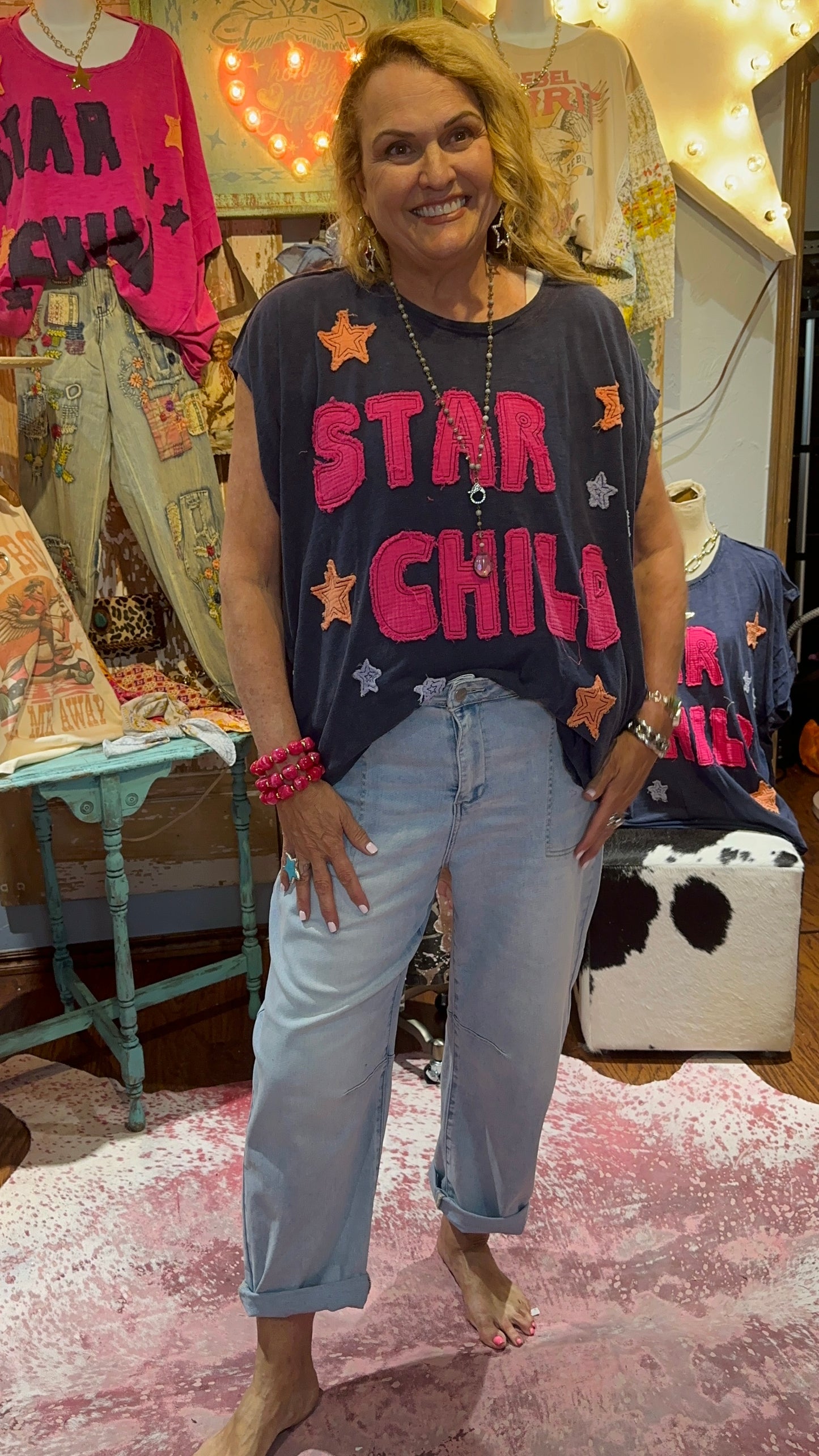 Blue Velvet Navy Star Child Top