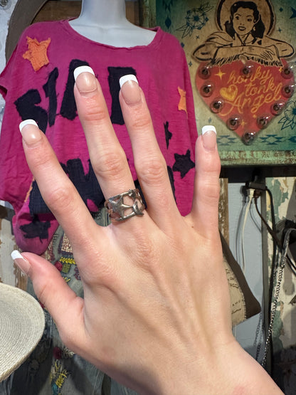 Sterling Silver Star & Moon Ring Size 8