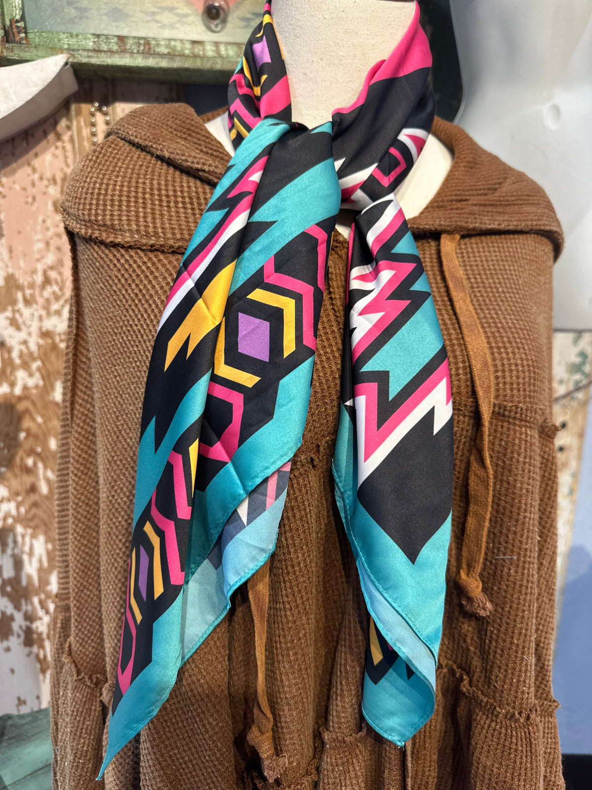 Black, Pink, and Blue Aztec Wildrag