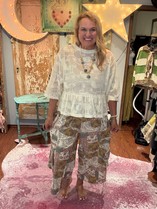 Easel Mocha Patchwork Pants
