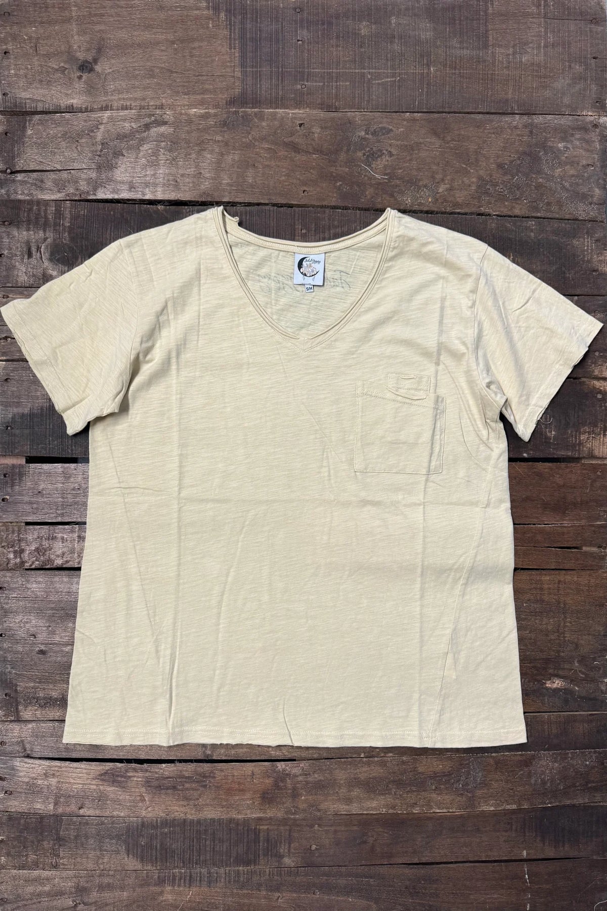 Jaded Gypsy Moon Dance V-Neck Tee - Oatmeal