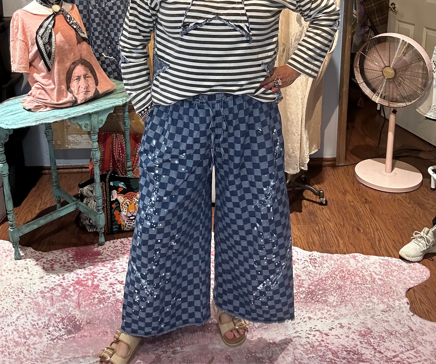 BlueVelvet Checker Board Wide Leg Pants