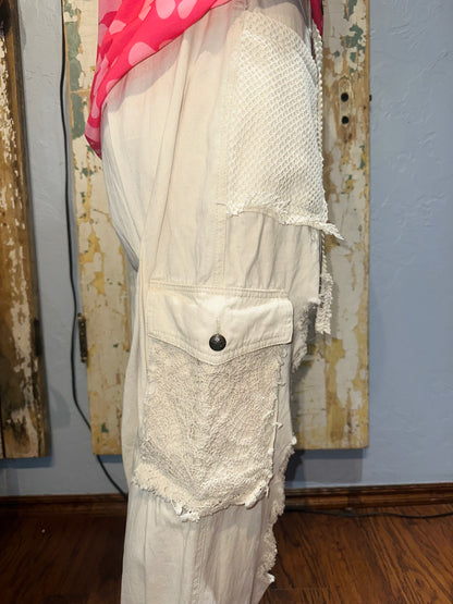 POL Cream Distressed Joggers