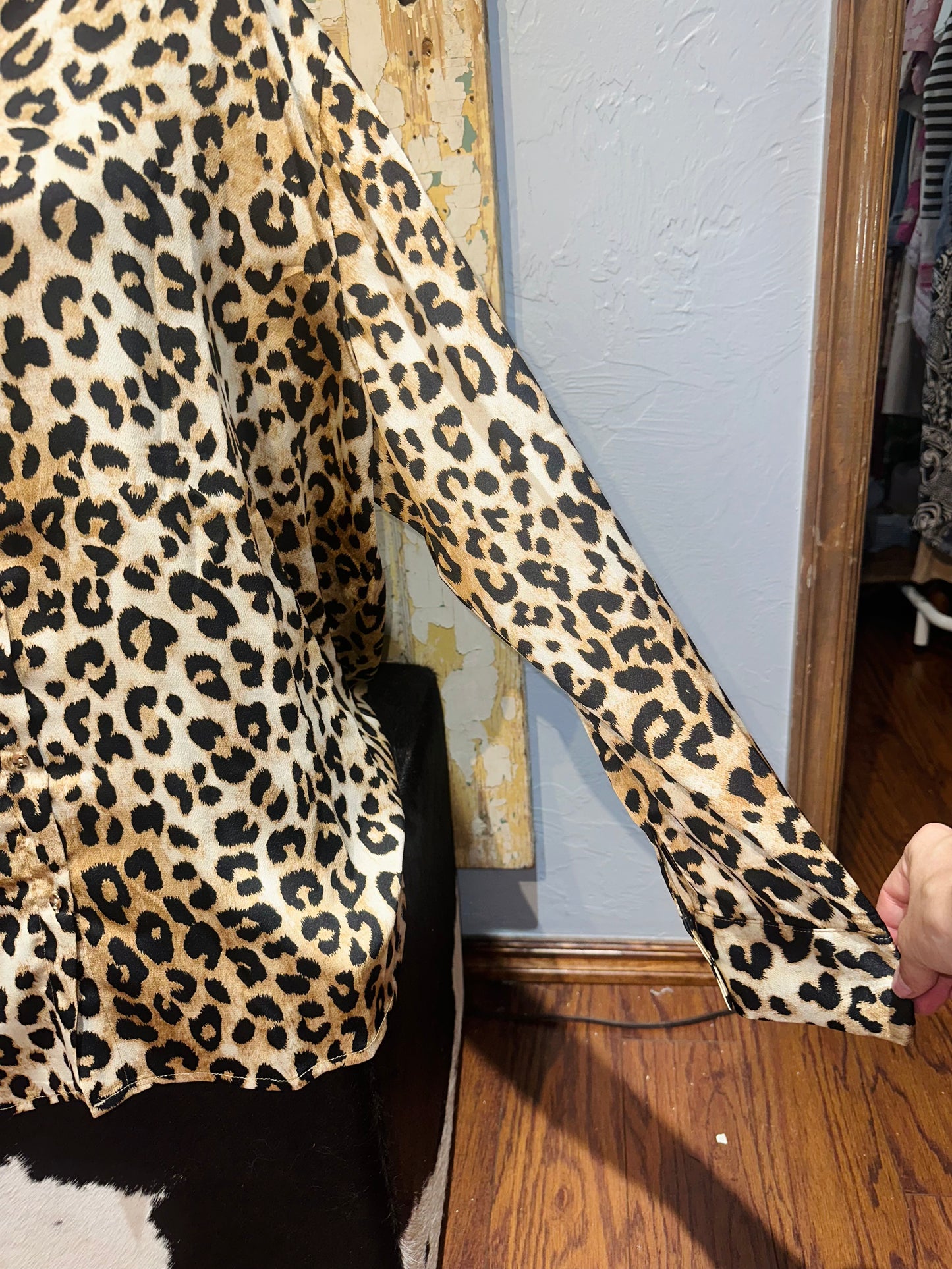 Silky Cheetah Print Long Sleeve Top
