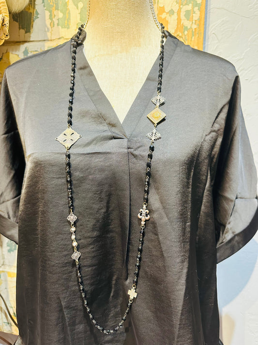 Black Charm Layering Necklace