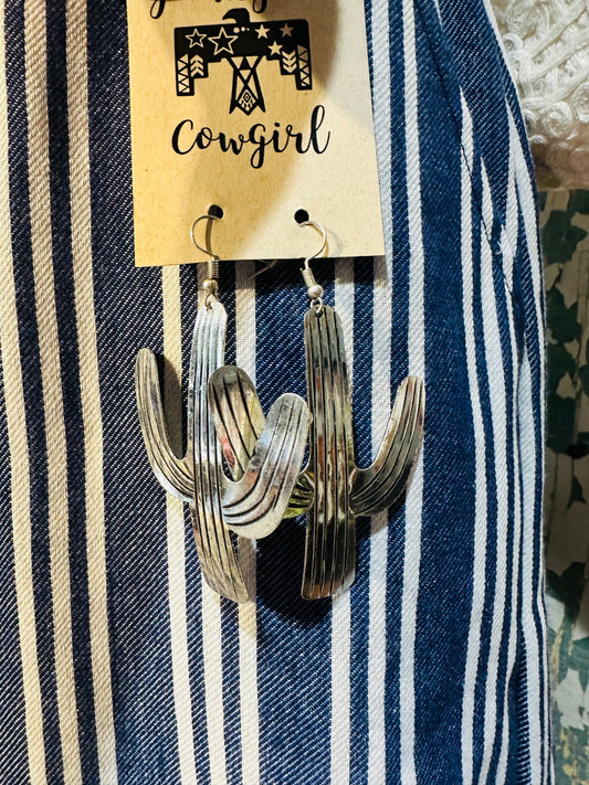 Thin Cactus Hook Earrings
