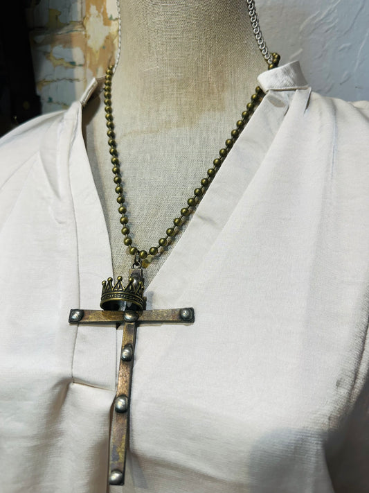 Art By Amy Cross & Crown Necklace