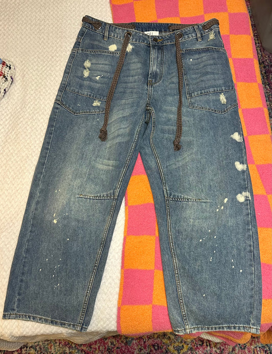 Oli & Hali Paint Splattered Barrel Jeans