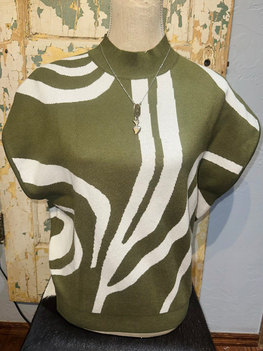 Green Swirl Sweater Top