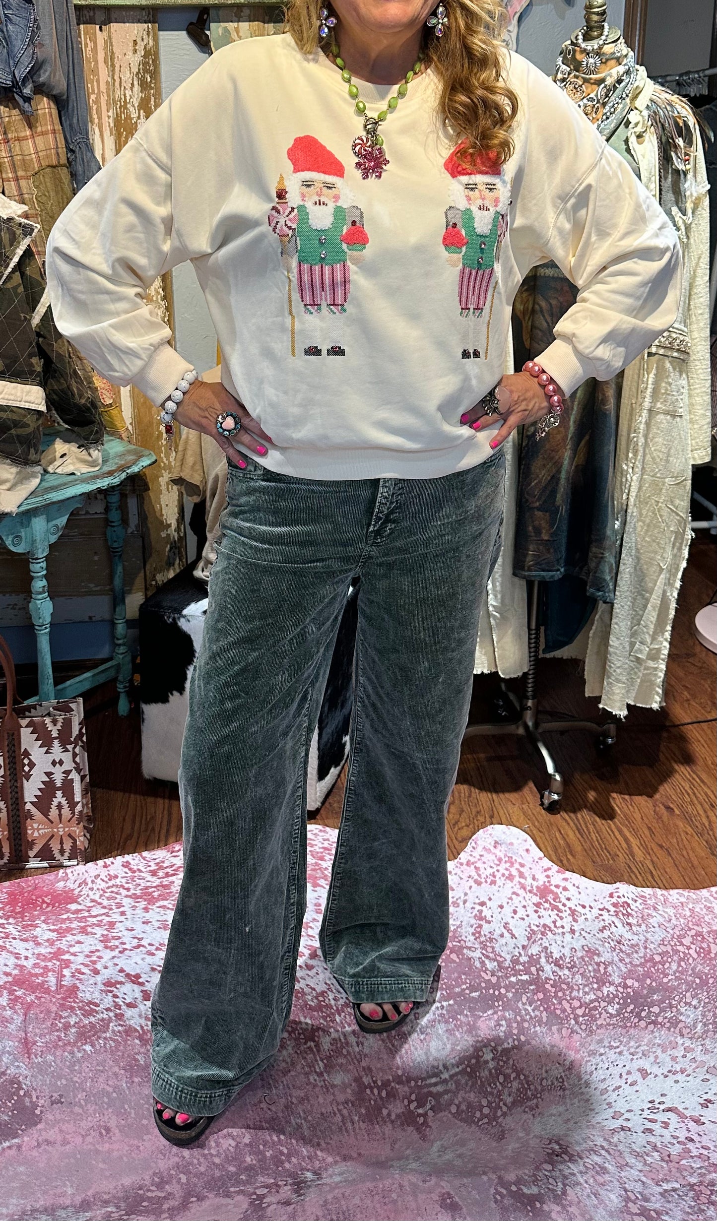 Risen High Rise Wide Leg Forest Corduroy Pants
