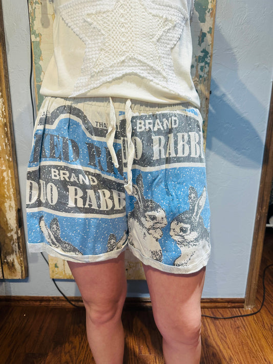 Jaded Gypsy Bunny Print Feedsack Shorts