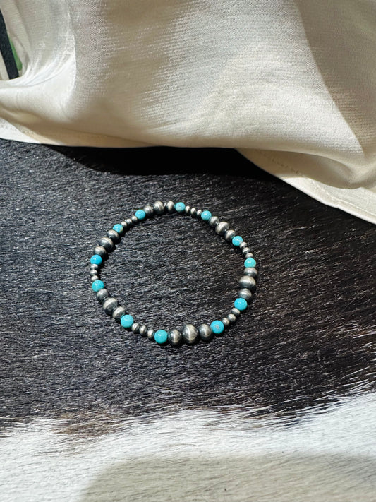 Navajo Turquoise & Silver Pearl Bracelet