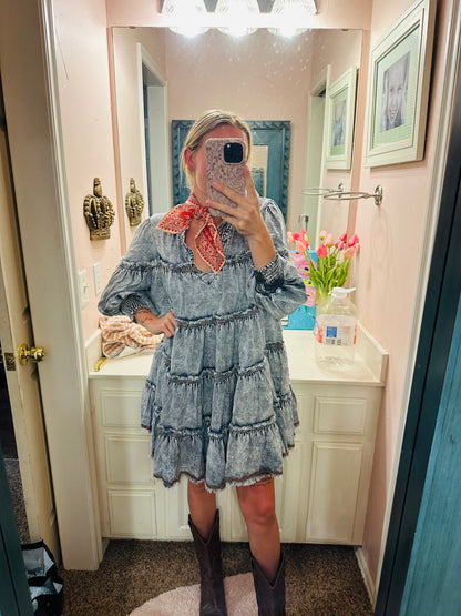 Oli & Hali Denim Tiered Tencel Dress