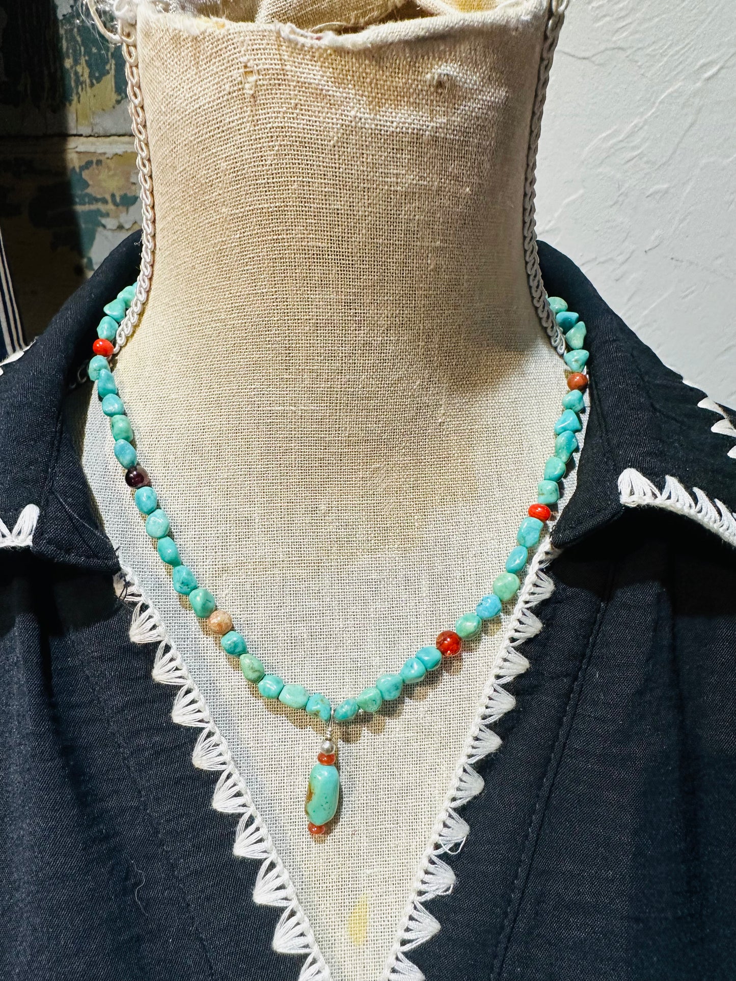 Navajo Turquoise Dangle Necklace