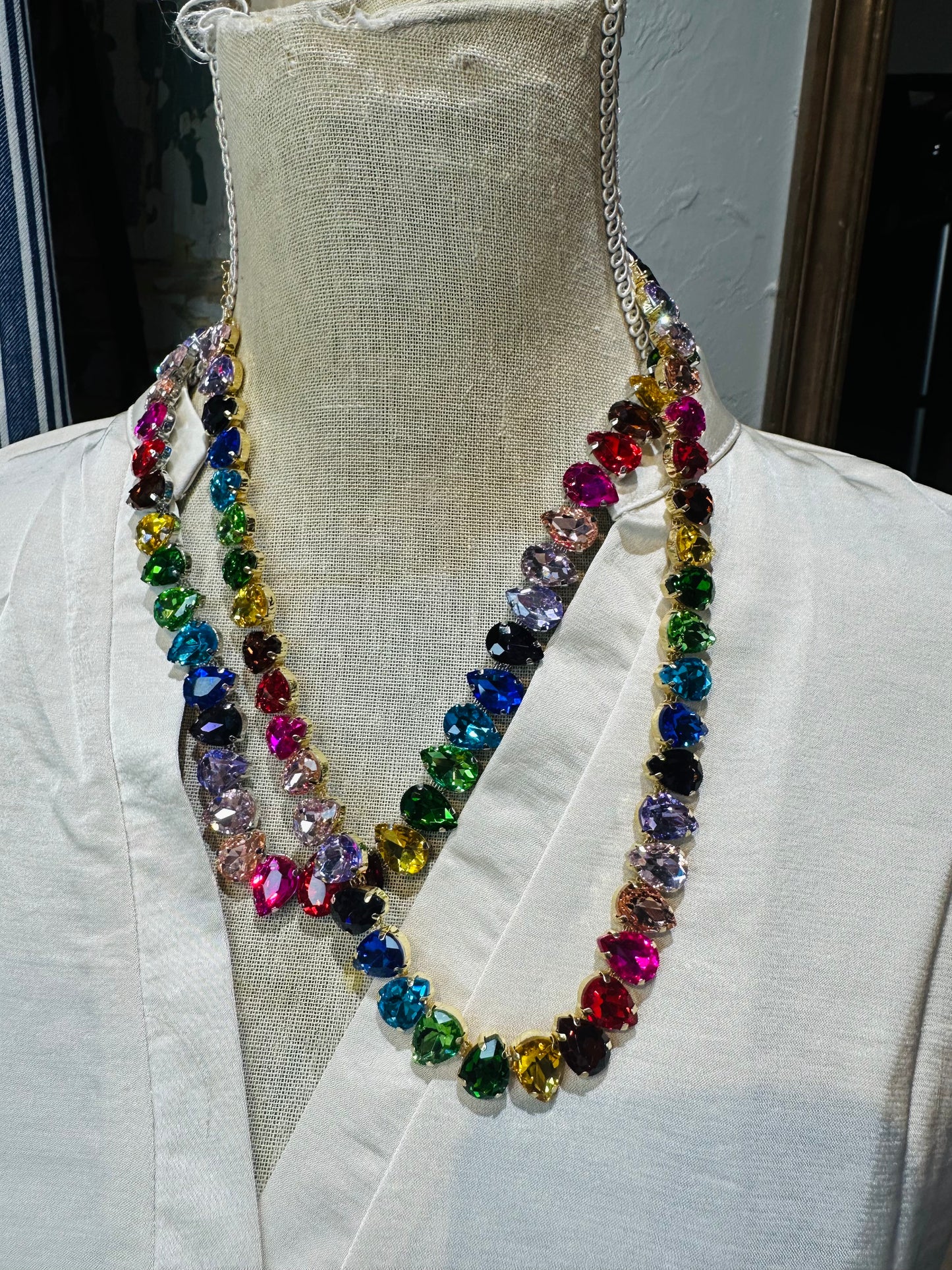Colorful Crystal Layering Necklace