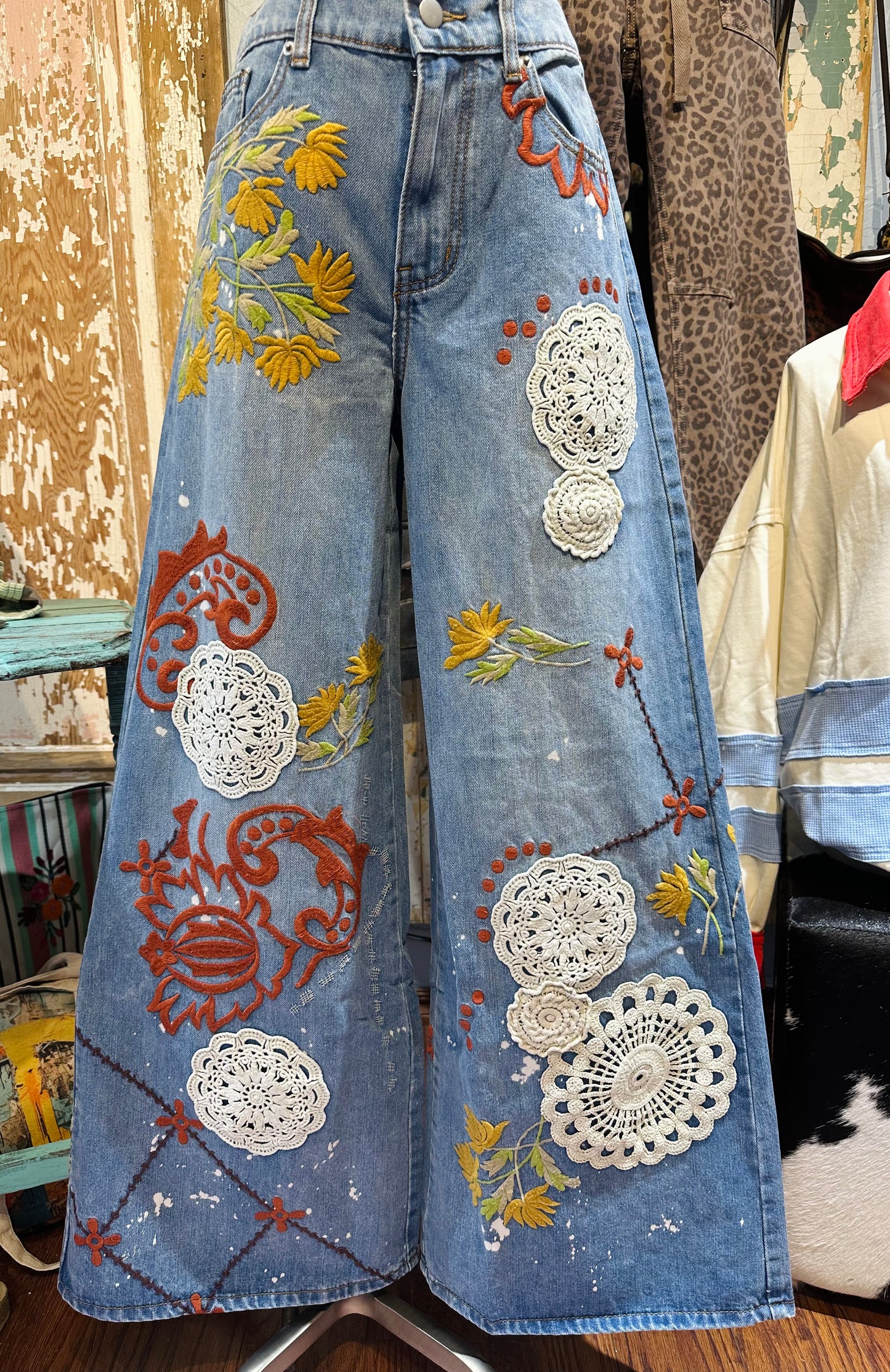 Oli & Hali Embroidered Wide Leg Pants