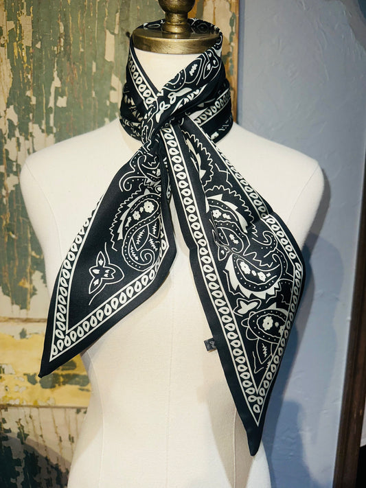 Black and White Paisley Twilly