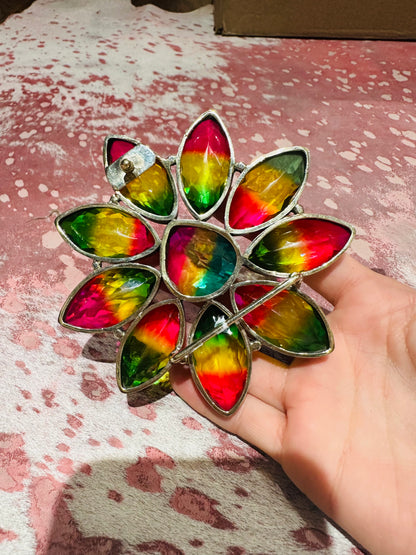 AB Crystal Flower Belt Buckle