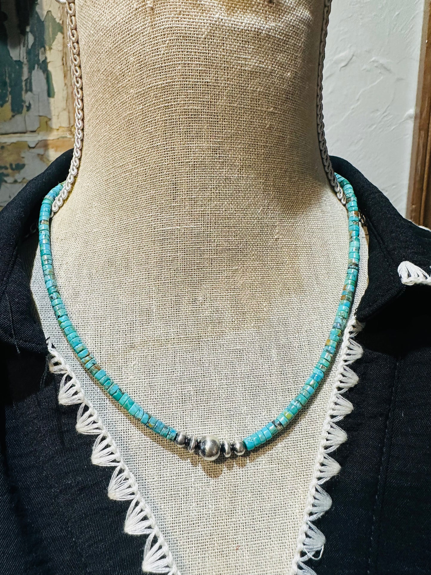 Navajo Turquoise & Pearl Necklace