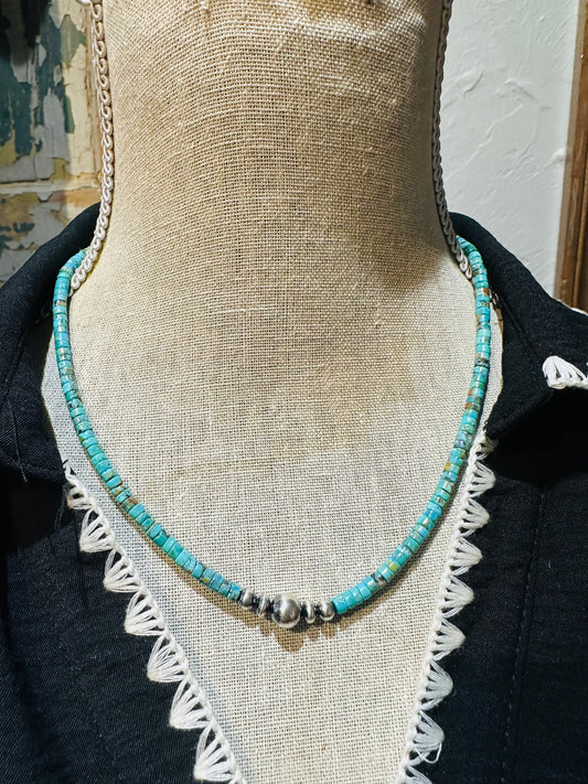 Navajo Turquoise & Pearl Necklace