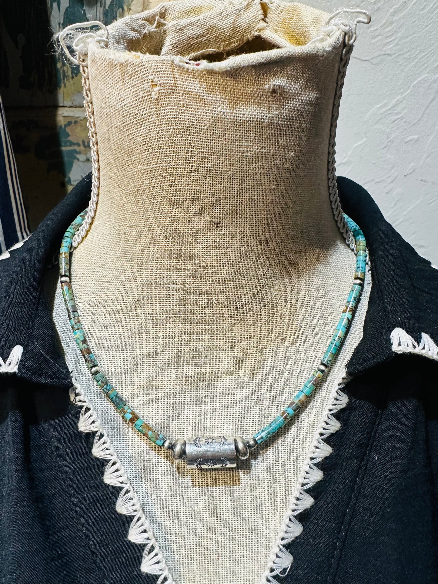 Navajo Turquoise & Roller Necklace