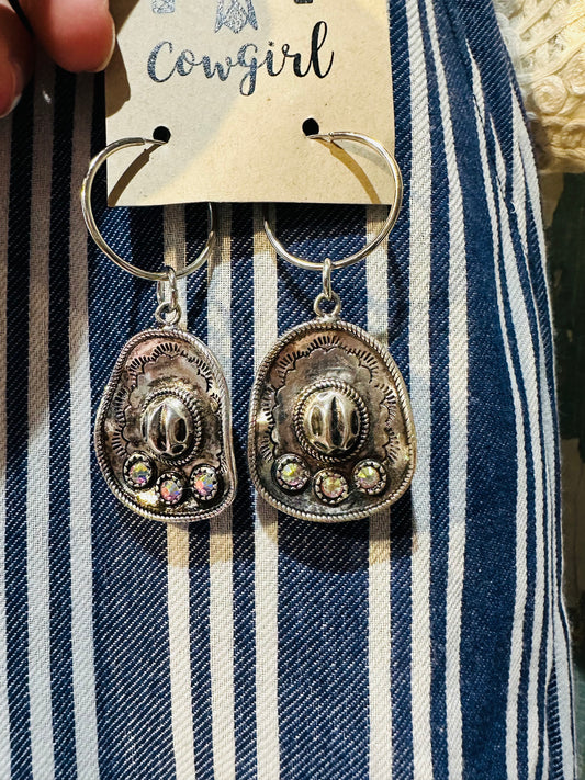 Cowboy Hat Small Hoop Earrings