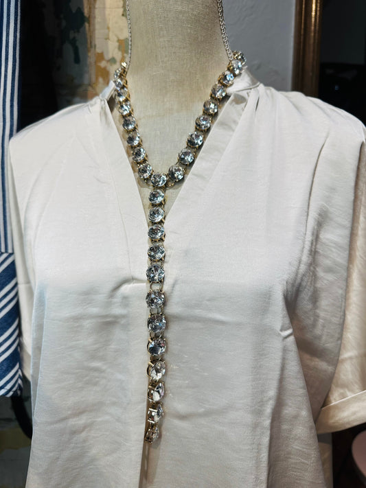 Gold Clear Bling Lariat Necklace
