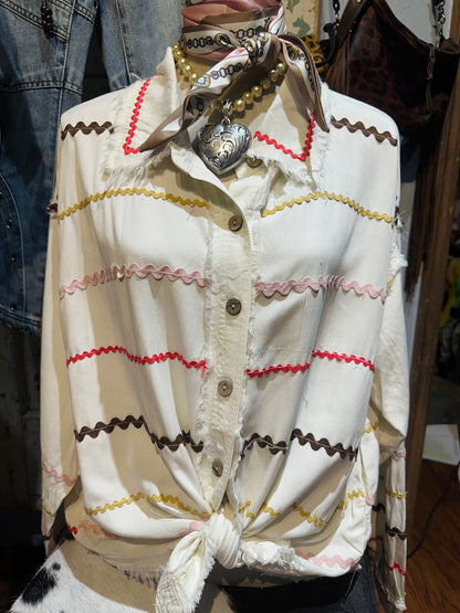 Oli & Hali Stripe Button Down Top