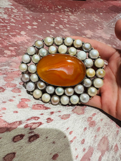 Druzy & Mother of Pearl Belt Buckle