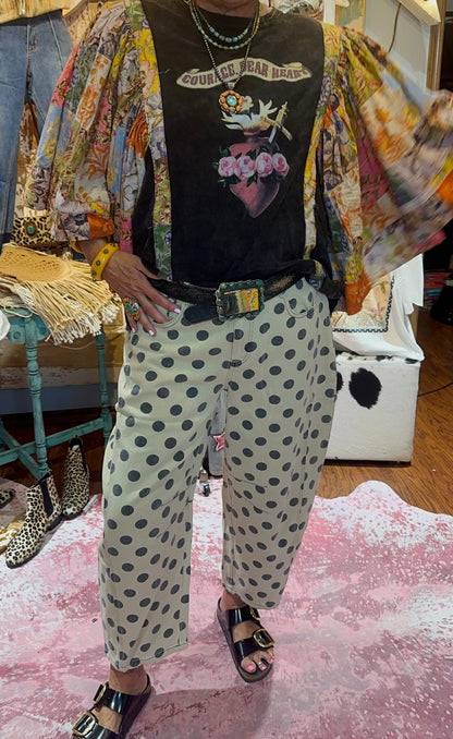 Easel Khaki Dot Barrel Pants
