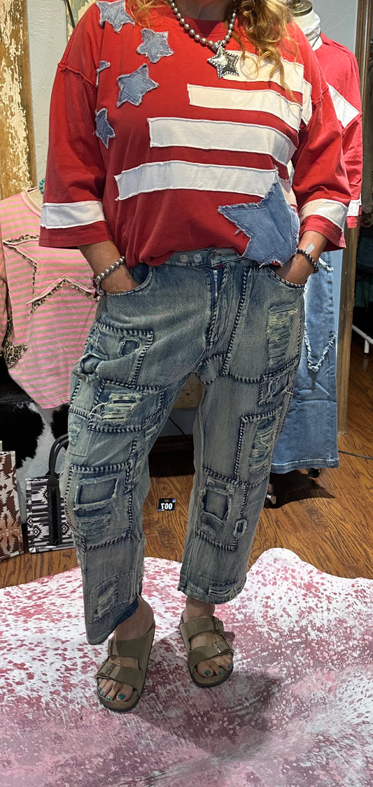 Blue Velvet Distressed Jeans
