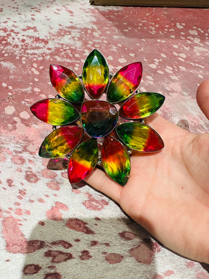 AB Crystal Flower Belt Buckle